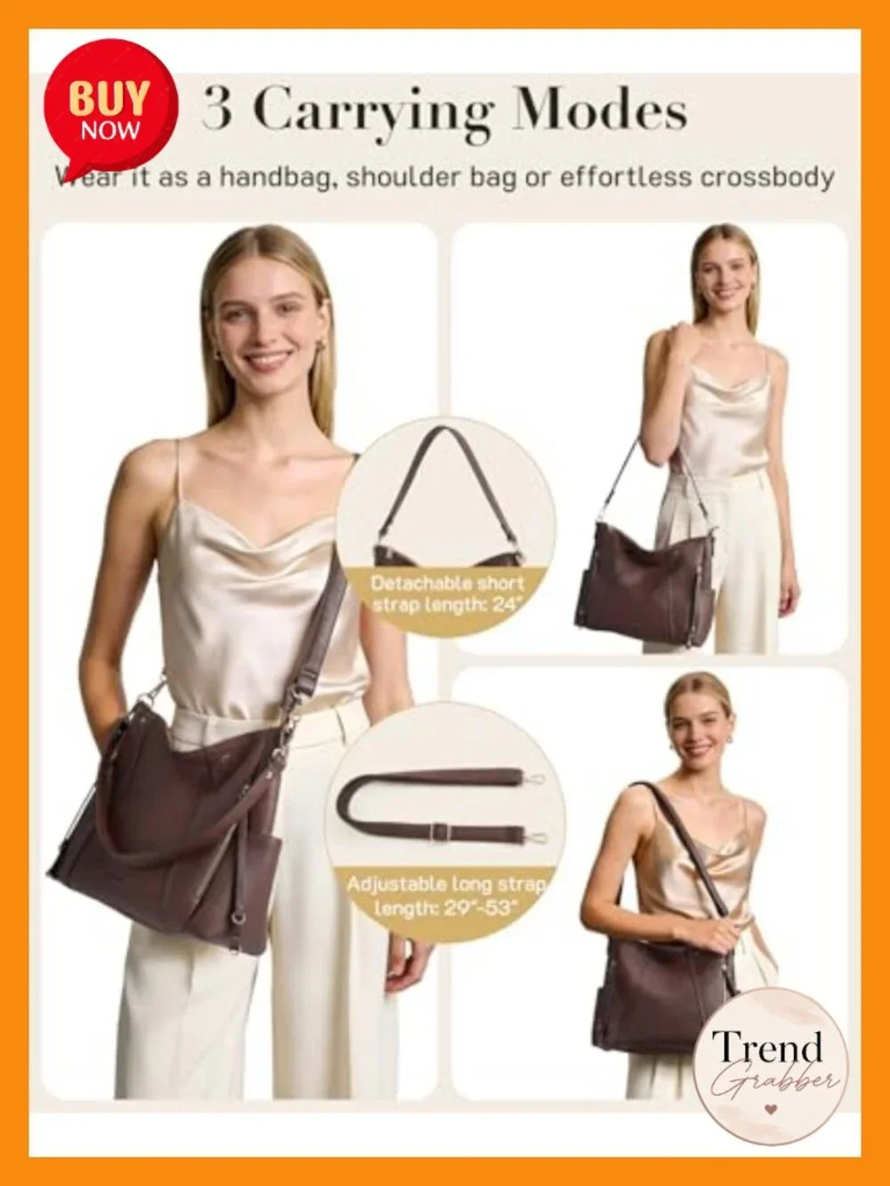Women's Hobo Bag Crossbody Purse Faux Leather Shoulder Tote Large Capacity